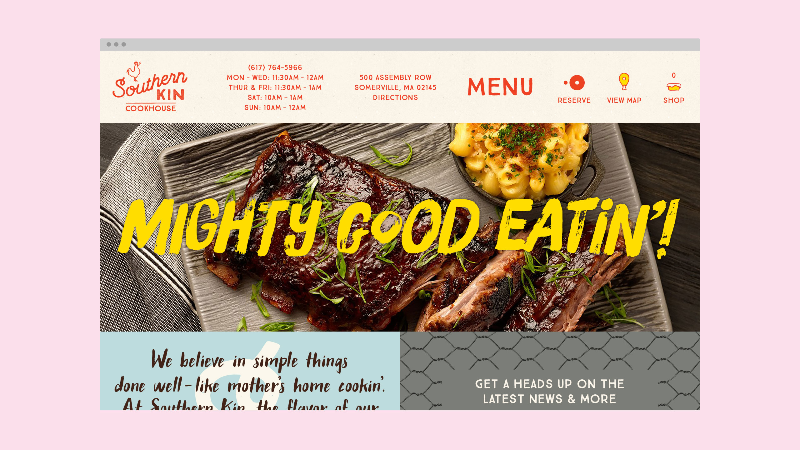 Southern Kin Cookhouse desktop website